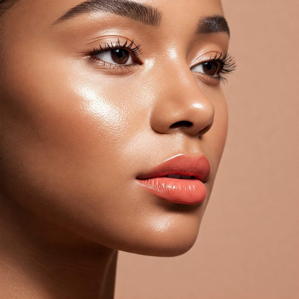 Glowing healthy skin close-up