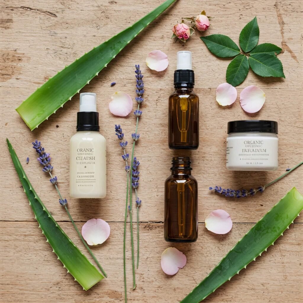 Organic beauty flat lay