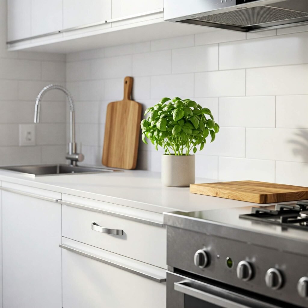 Decluttered kitchen for joyful cooking.