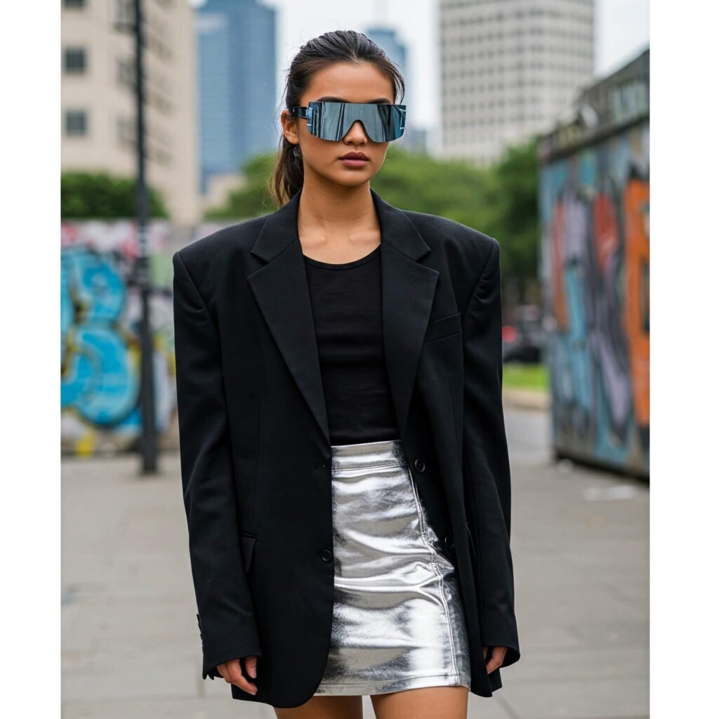 Metallic Skirt Blazer Style