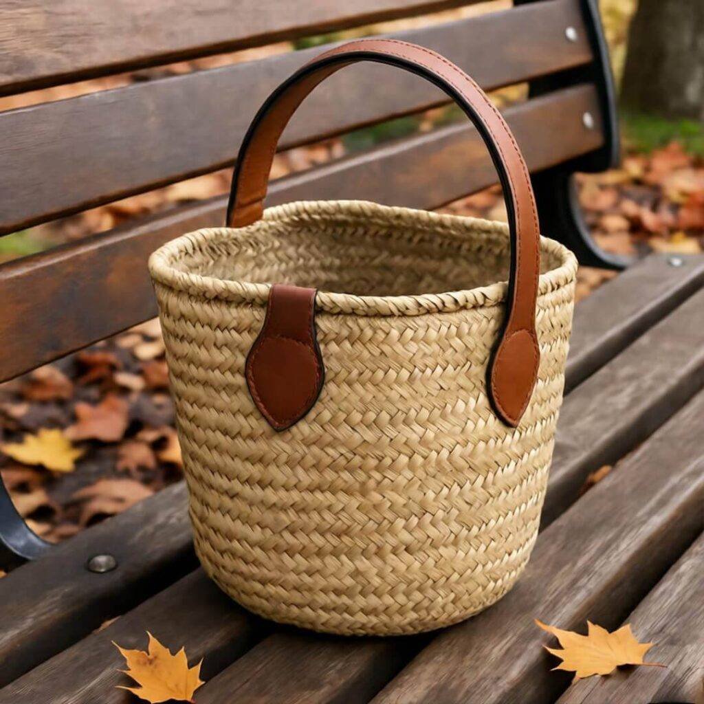 High-res bucket handbag, clashing yellows and pinks with glitchy edges, screaming cautious hype from my latest park fumble.