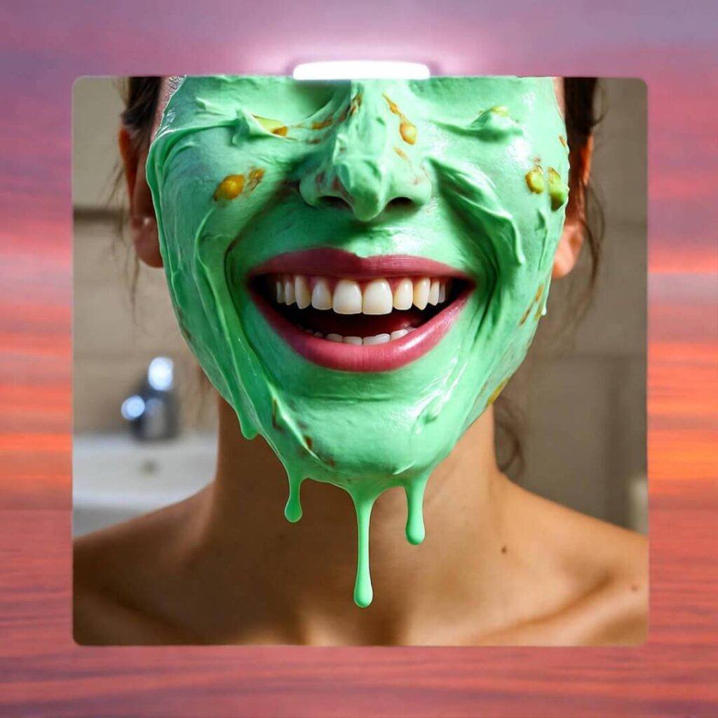 Mid-DIY face mask, looking rough but feeling good.