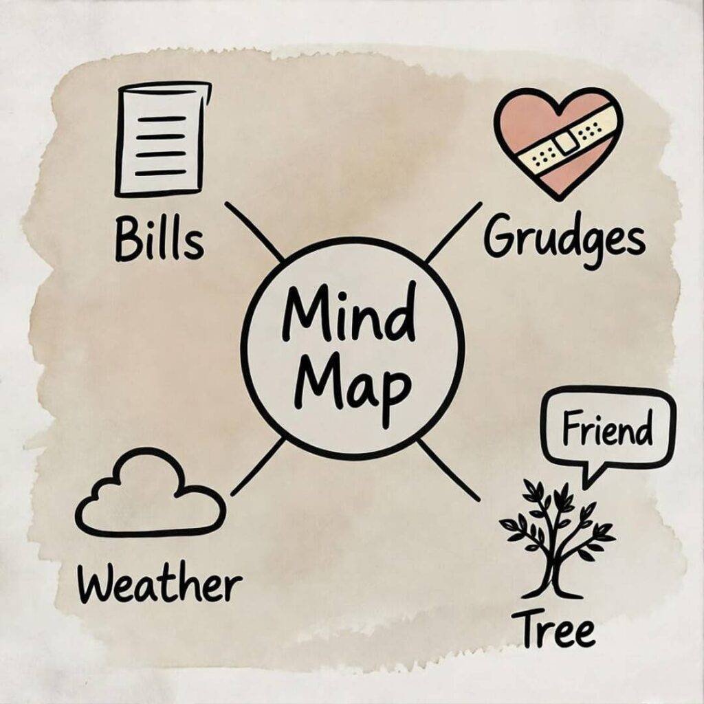 Simplify your life map, electric blue and fiery red bursts.