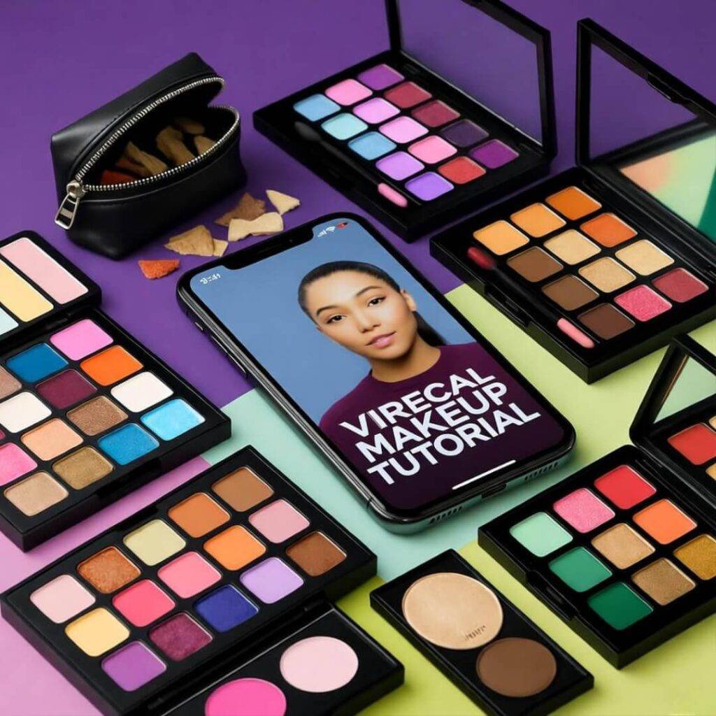 Spilled 2025 makeup trends haul from floor view, my messy US apartment takeover in purple-lime pops.