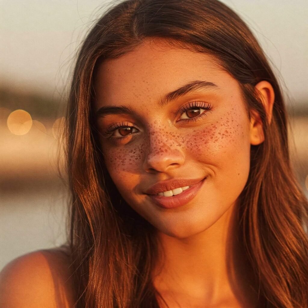 Model with Faux Freckles