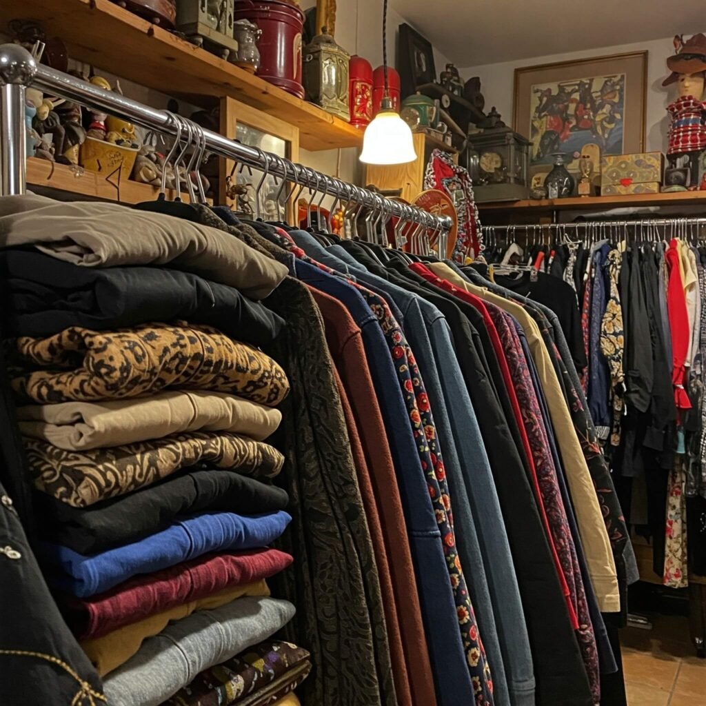 Colorful vintage thrift rack